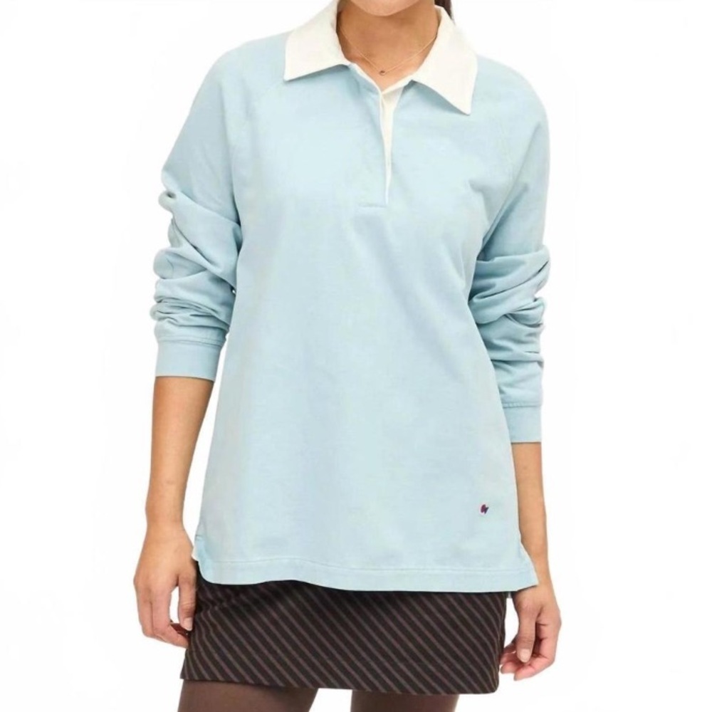Clare V. Le Rugby Oui Shirt in Dusty Blue NWT